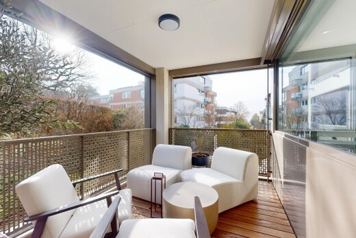 terrasse mit overcast, balkon, wohnraum im freien, rendered, und from property