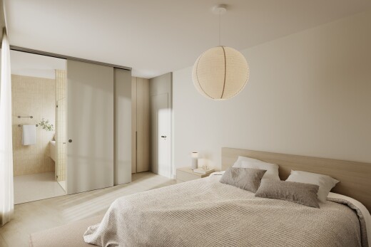 chambre avec inside property, placard, cloison sèche, drywall, et rendered