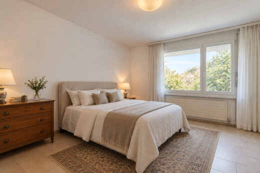 zimmer / schlafzimmer mit light floor, drywall, gipskartonwand, inside property, und day time