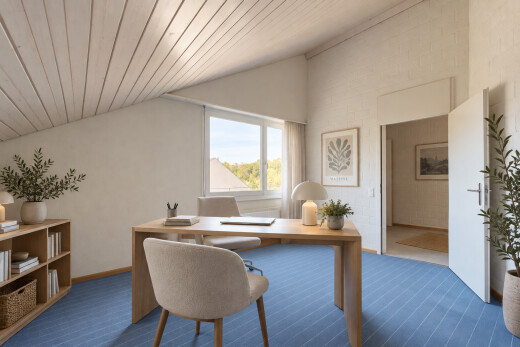 büro mit dachschräge, vaulted ceiling, holzdecke, wood ceiling, und inside property