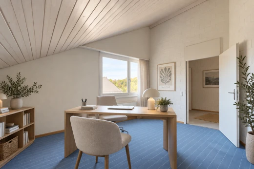 büro mit dachschräge, vaulted ceiling, holzdecke, wood ceiling, und inside property