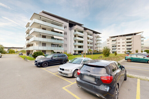 extérieur du bâtiment avec parking, from community, vue sur le complexe d'appartements, apartment complex view, et day time