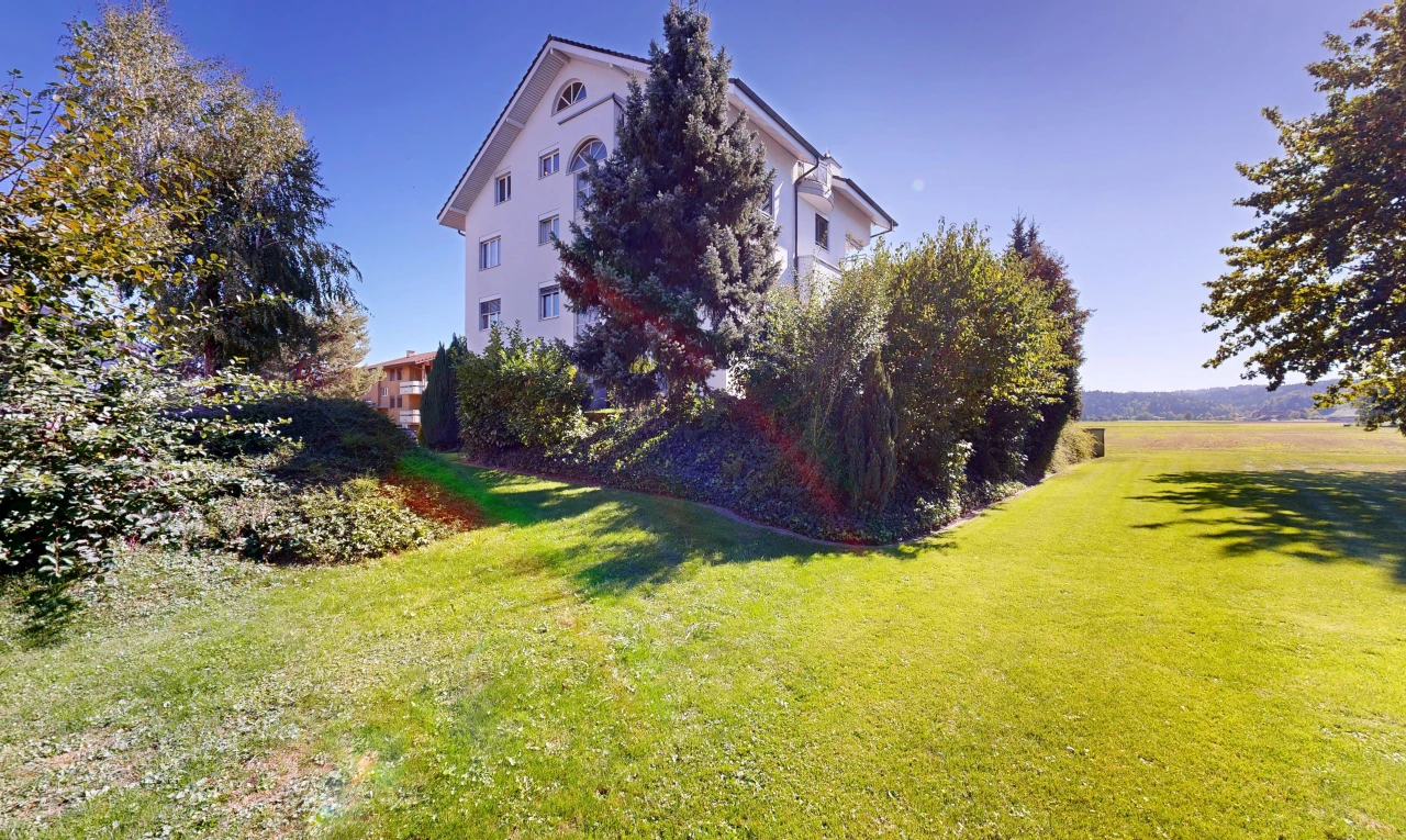 garten mit rasen und day time