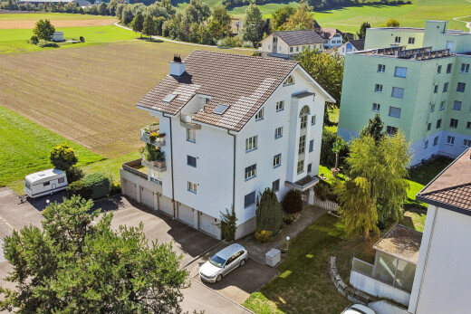außenansicht mit ziegeldach, schornstein, und stuckverkleidung