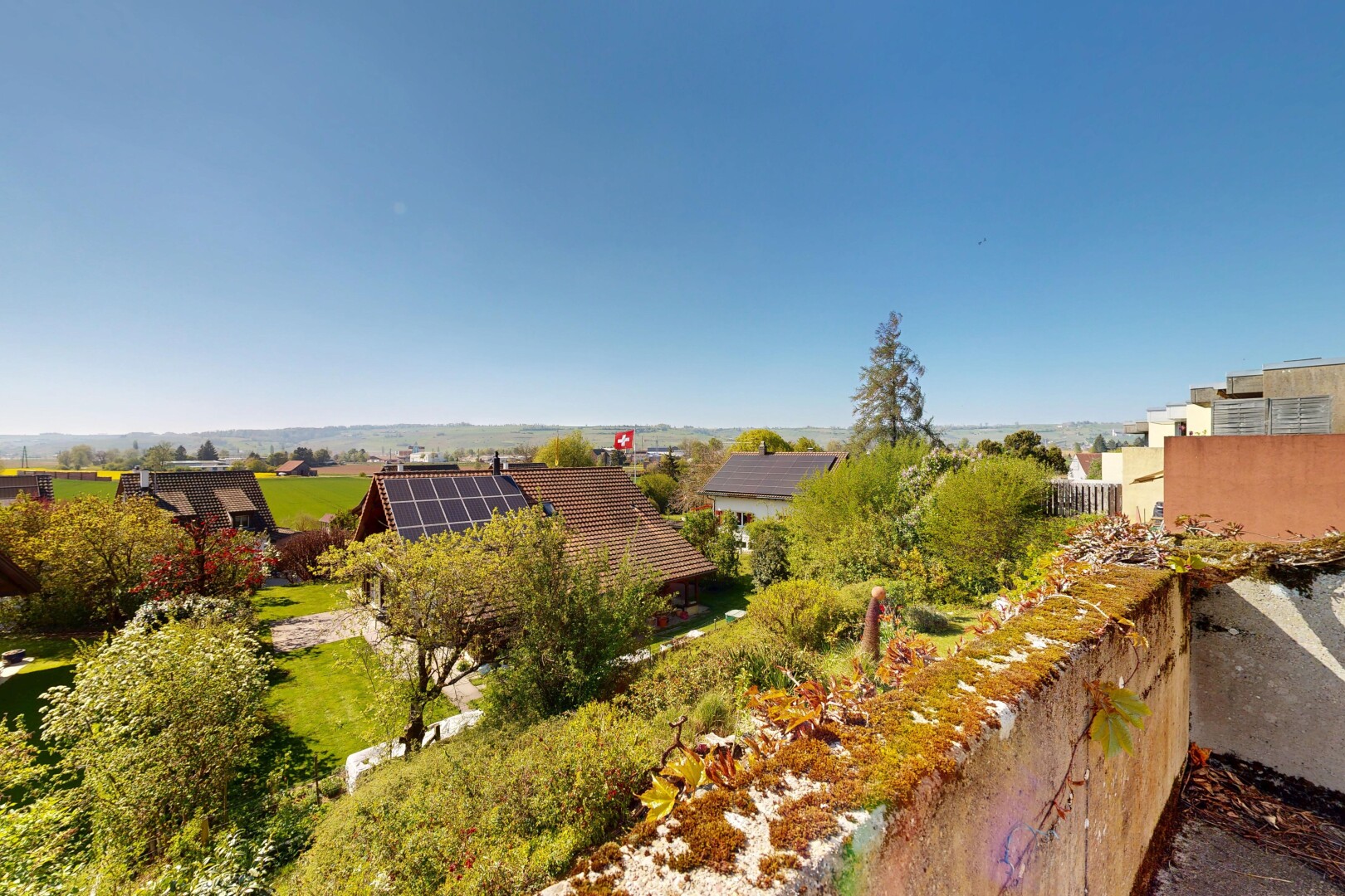 außenansicht mit day time und drone view