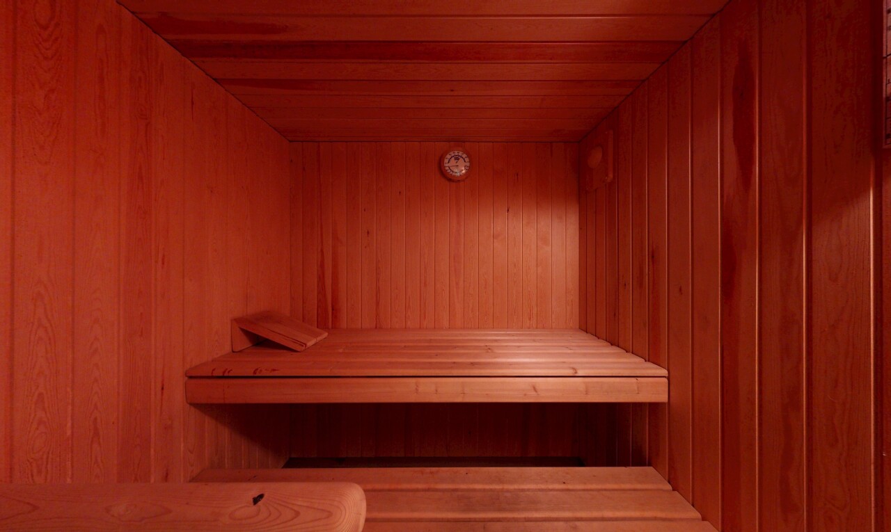 einzelheiten mit sauna, interior, wall / siding, appliance, und holzdecke