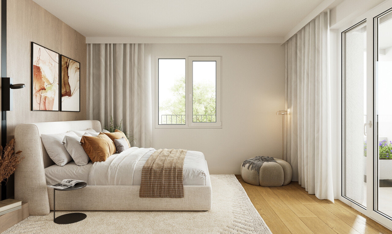 chambre avec inside property, wood finish floor, sol en finition bois, drywall, et cloison sèche