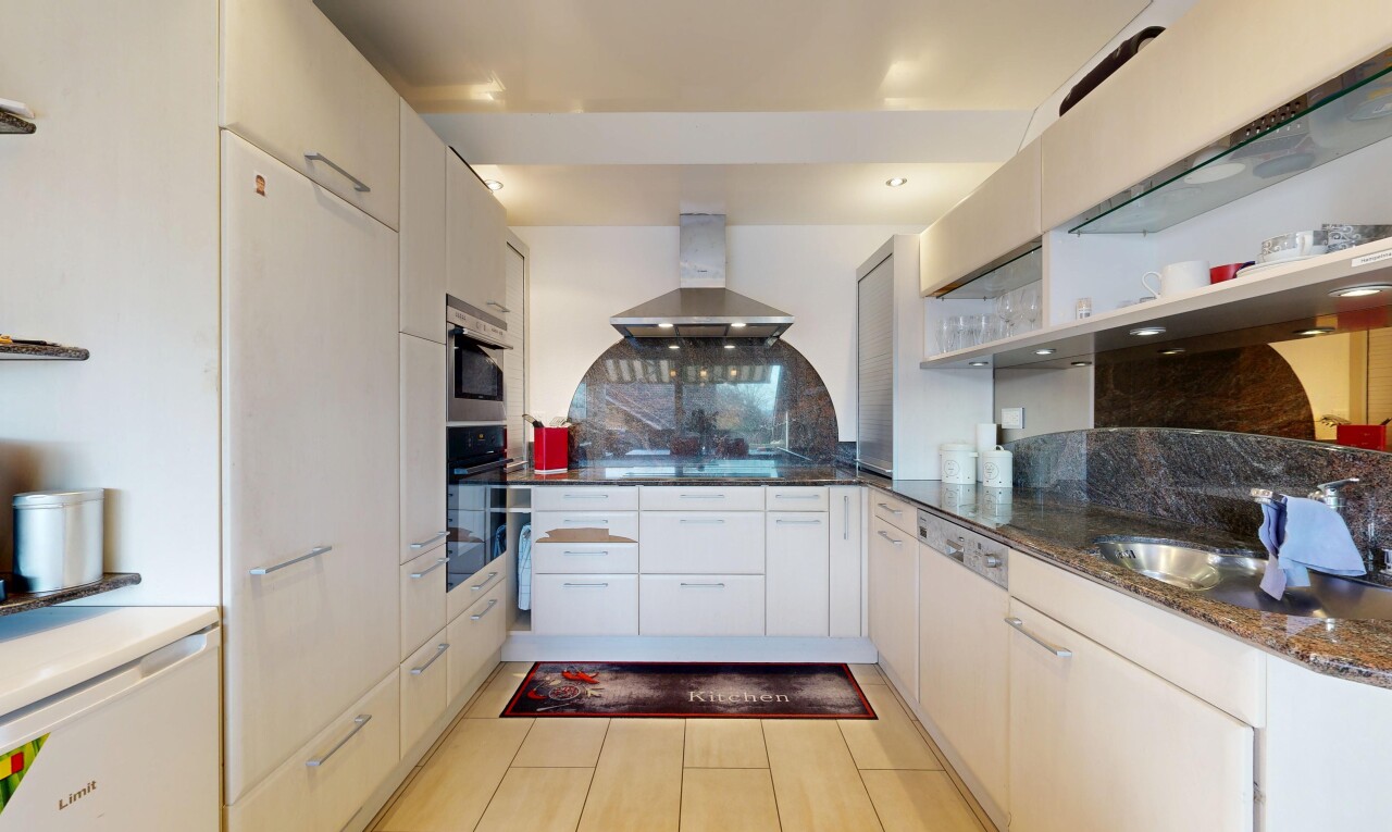 küche mit dunstabzugshaube, waschbecken, stein arbeitsplatten, küchenrückwand beim Herd, und küchenrückwand beim herd