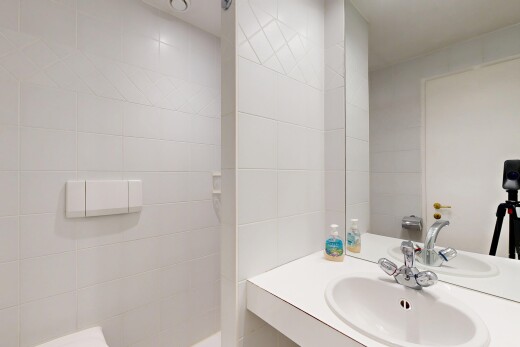 salle de bains avec miroir, lavabo (ou coiffeuse selon le contexte), évier, et inside property