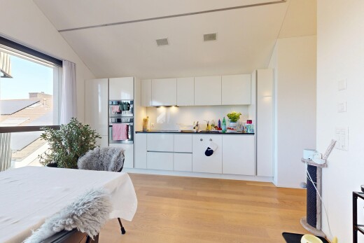 küche mit schränke mit flachen paneelen, flat panel cabinets, weiße schränke, white cabinets, und ofen