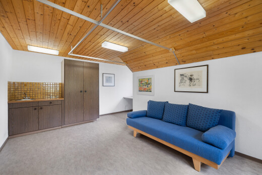 salon avec inside property, wood ceiling, plafond en bois, drywall, et cloison sèche
