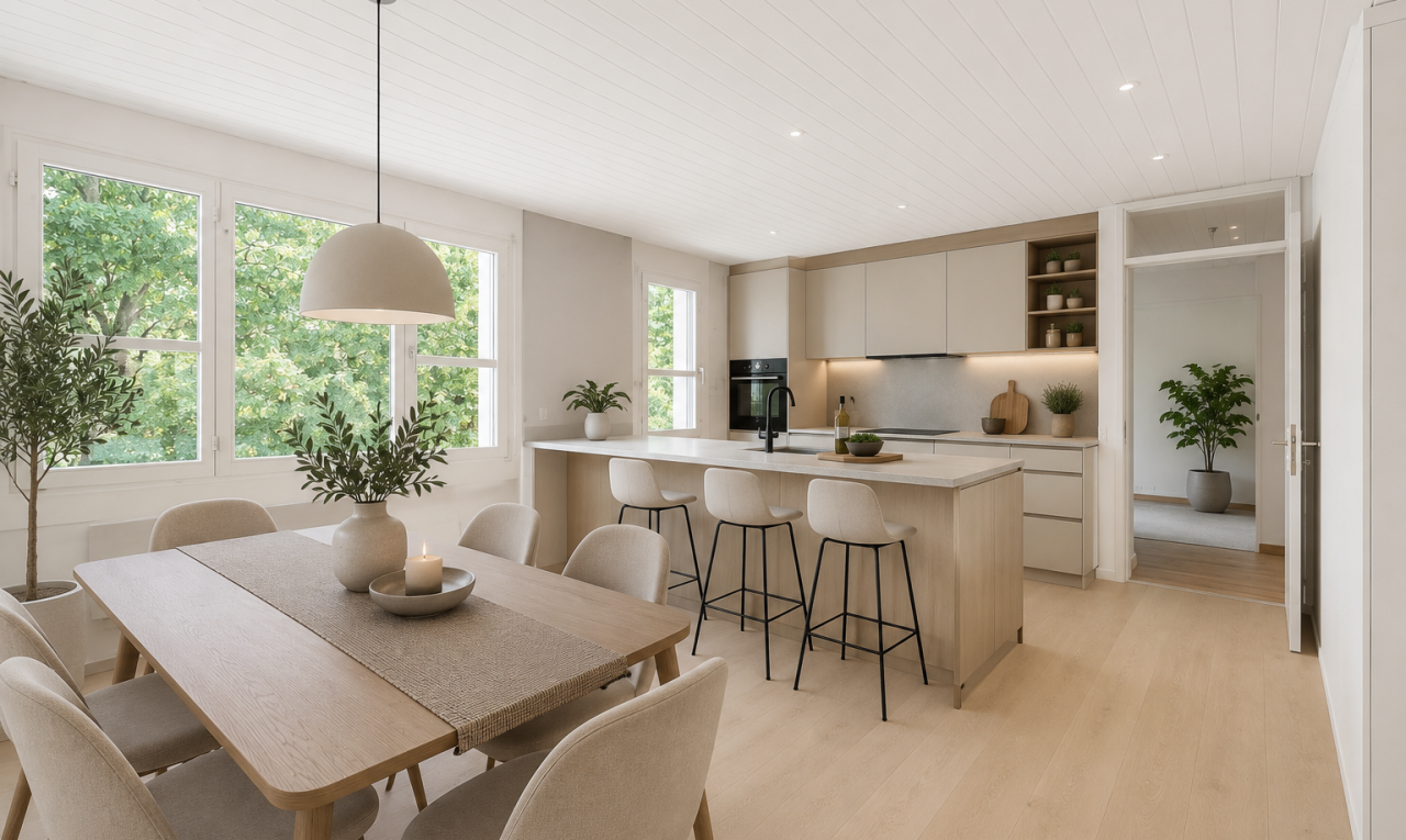 kitchen with a peninsula, light countertops, wood ceiling, decorative backsplash, and light wood-style flooring