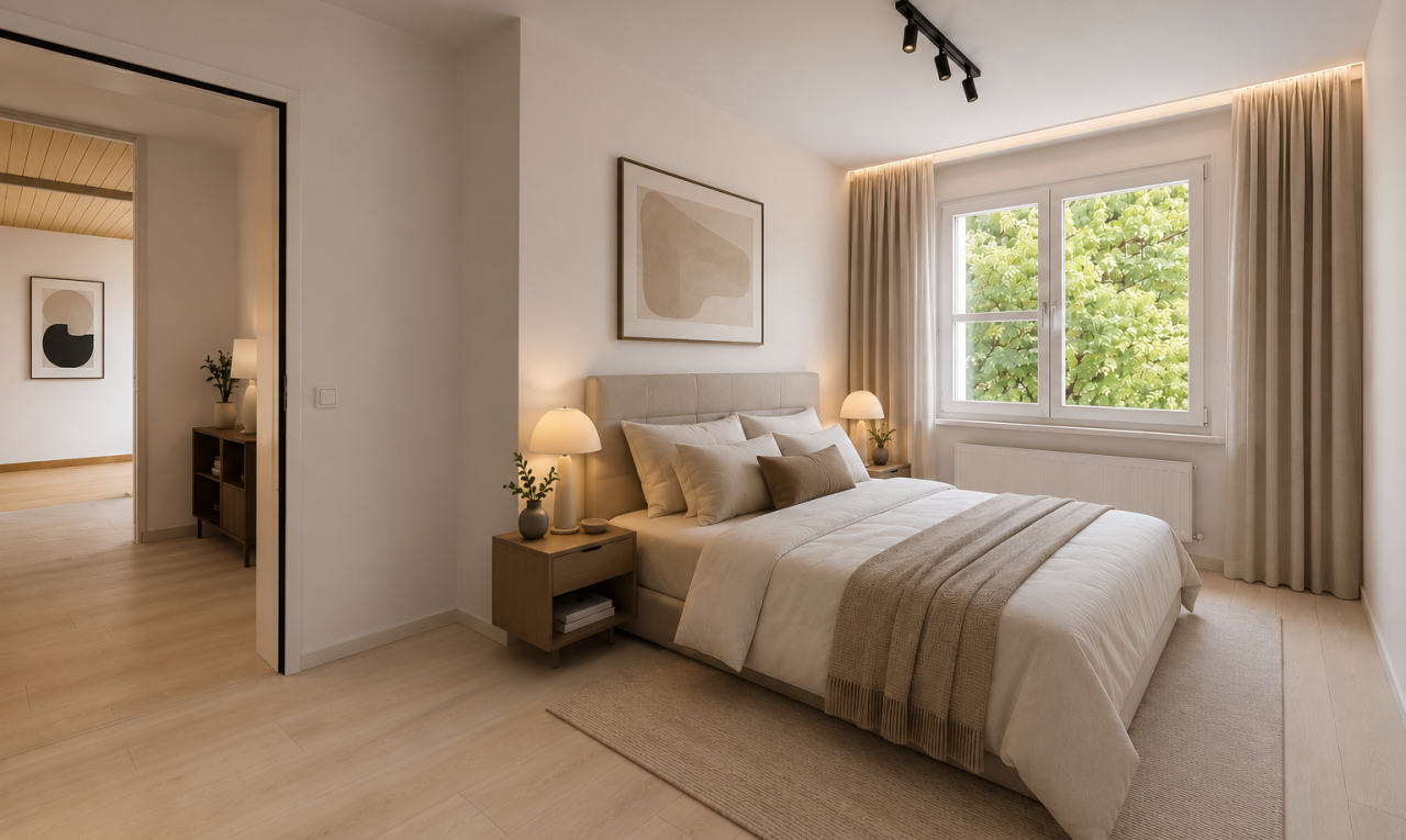 empty room with light colored carpet and radiator heating unit
