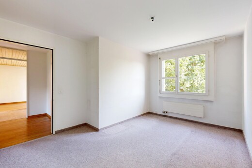 empty room with light colored carpet and radiator heating unit