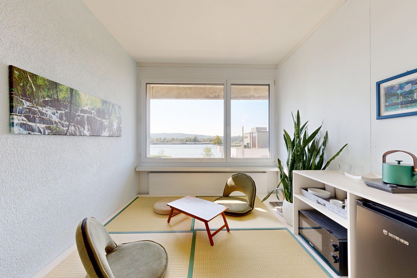 living room featuring a textured wall