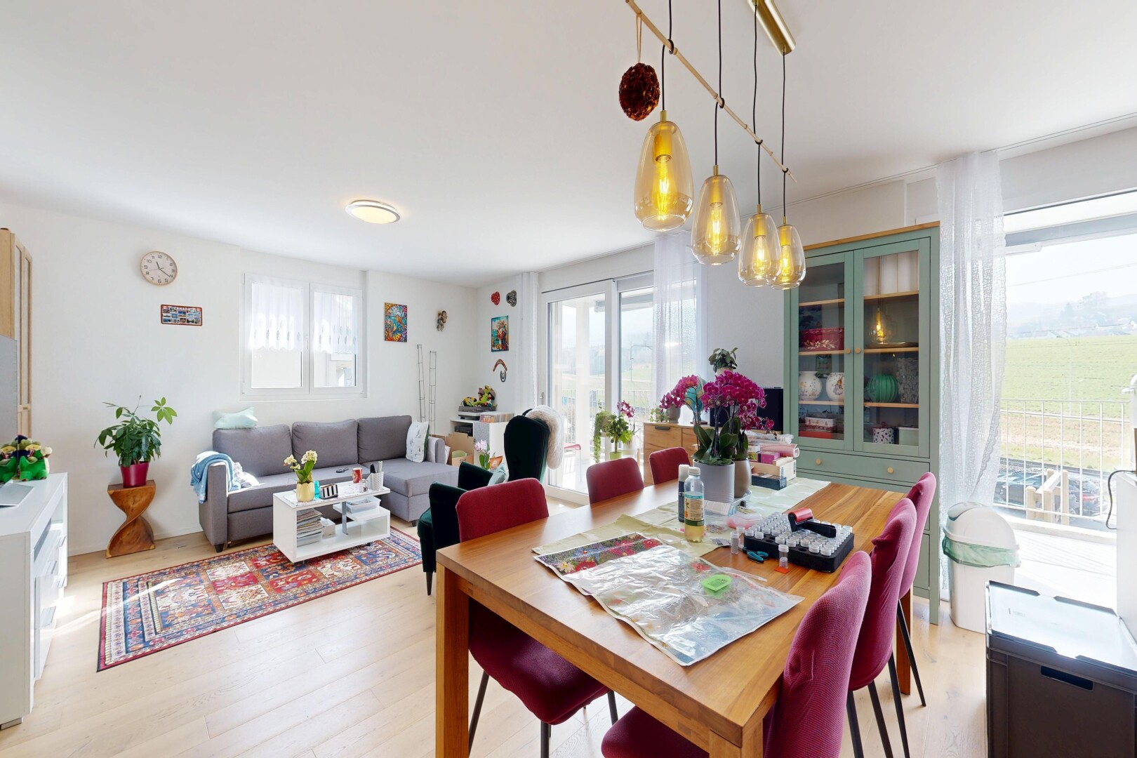 living room featuring light wood-type flooring