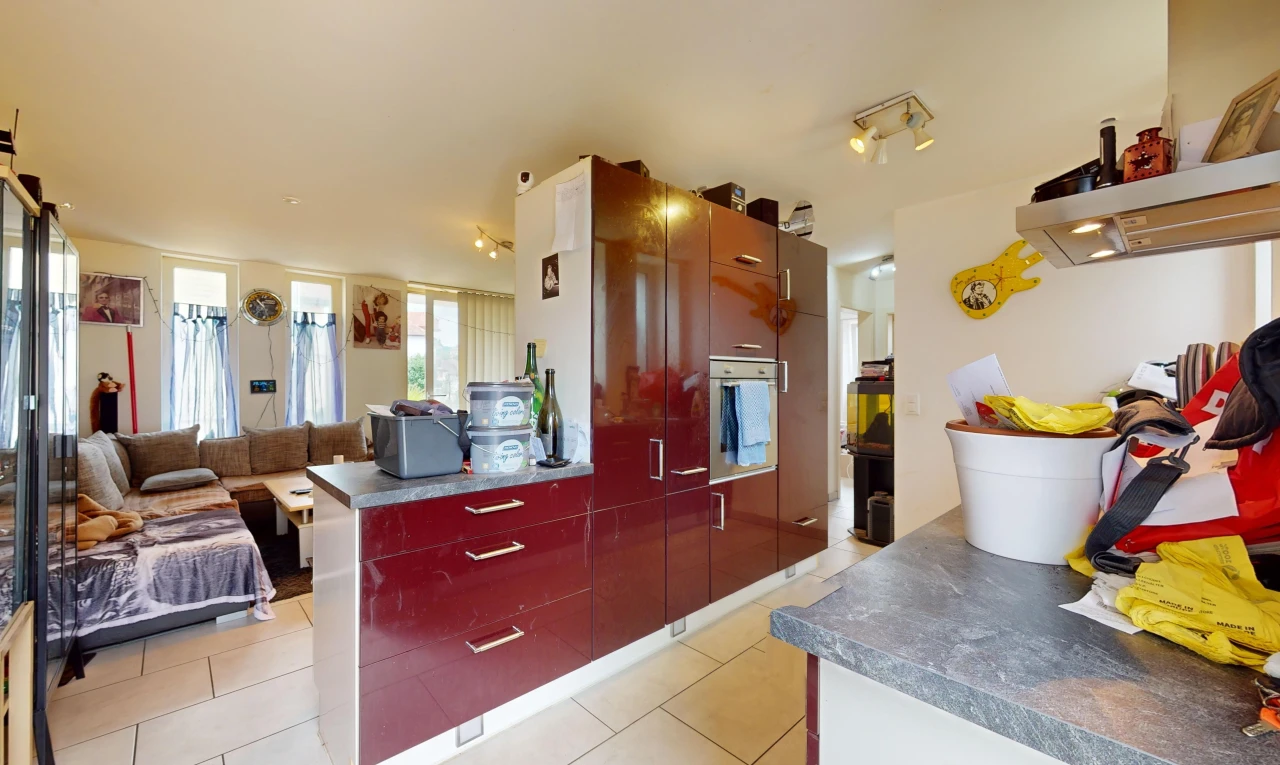 kitchen with light tile patterned floors and oven