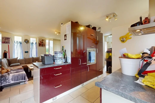 kitchen with light tile patterned floors and oven