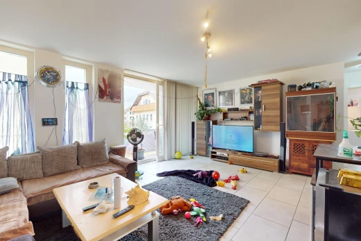 living room featuring light tile patterned floors