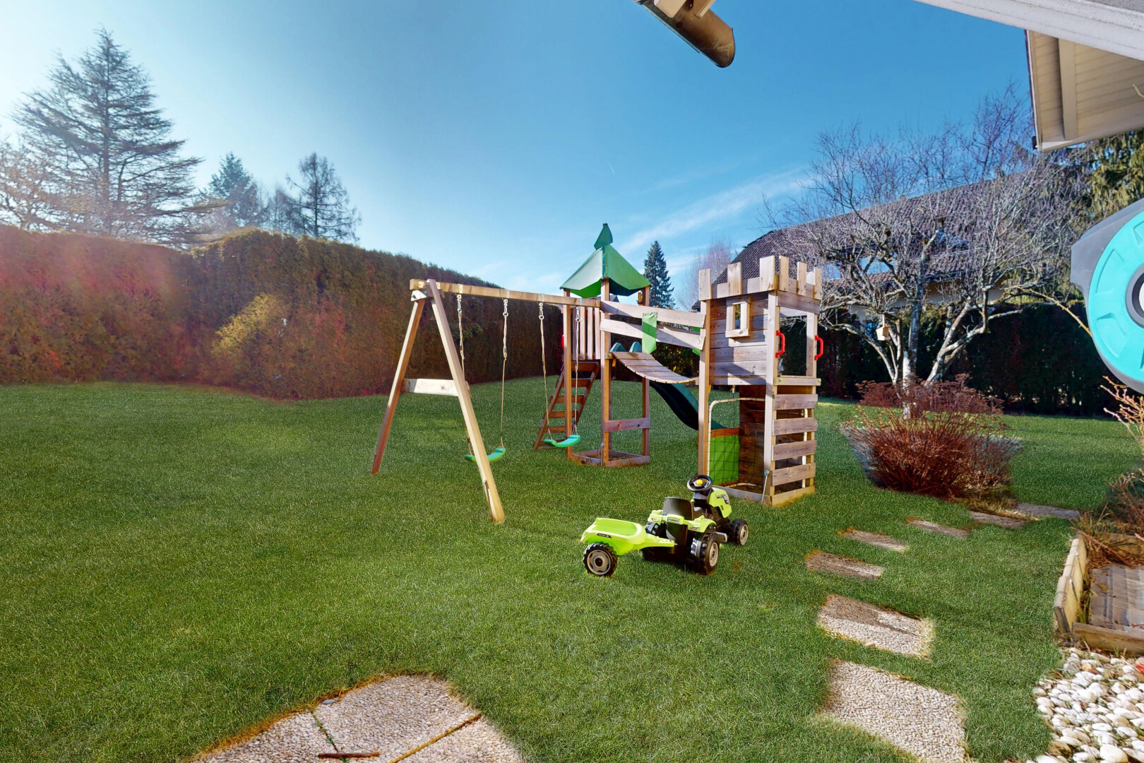 garten mit spielplatz, rasen, day time, und rendered