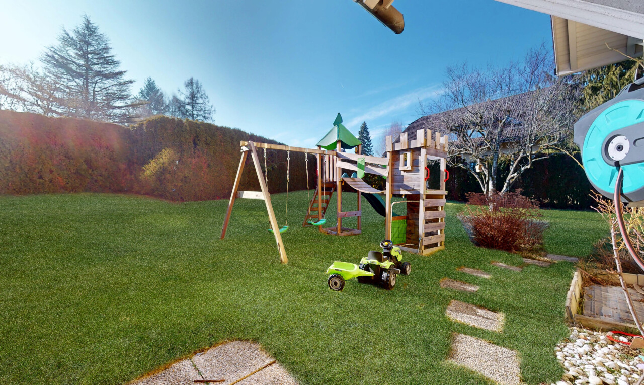 garten mit spielplatz, rasen, day time, und rendered