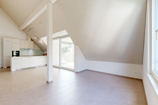 pièce vide avec plafond voûté, vaulted ceiling, cloison sèche, drywall, et inside property