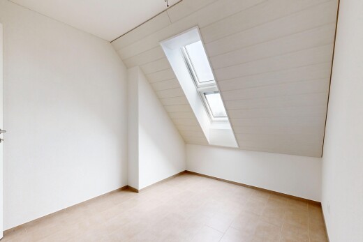 pièce vide avec plafond voûté, vaulted ceiling, puits de lumière, lumière naturelle, et natural light