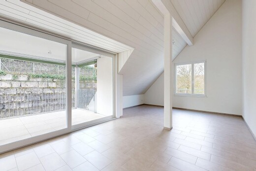 pièce vide avec plafond voûté, vaulted ceiling, inside property, lumière naturelle, et natural light