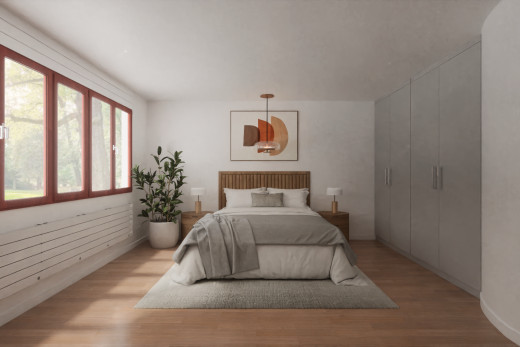 zimmer / schlafzimmer mit natürliches licht und parkettboden