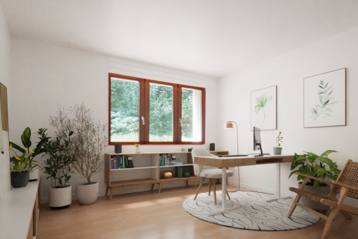 wohnzimmer mit natürliches licht und parkettboden