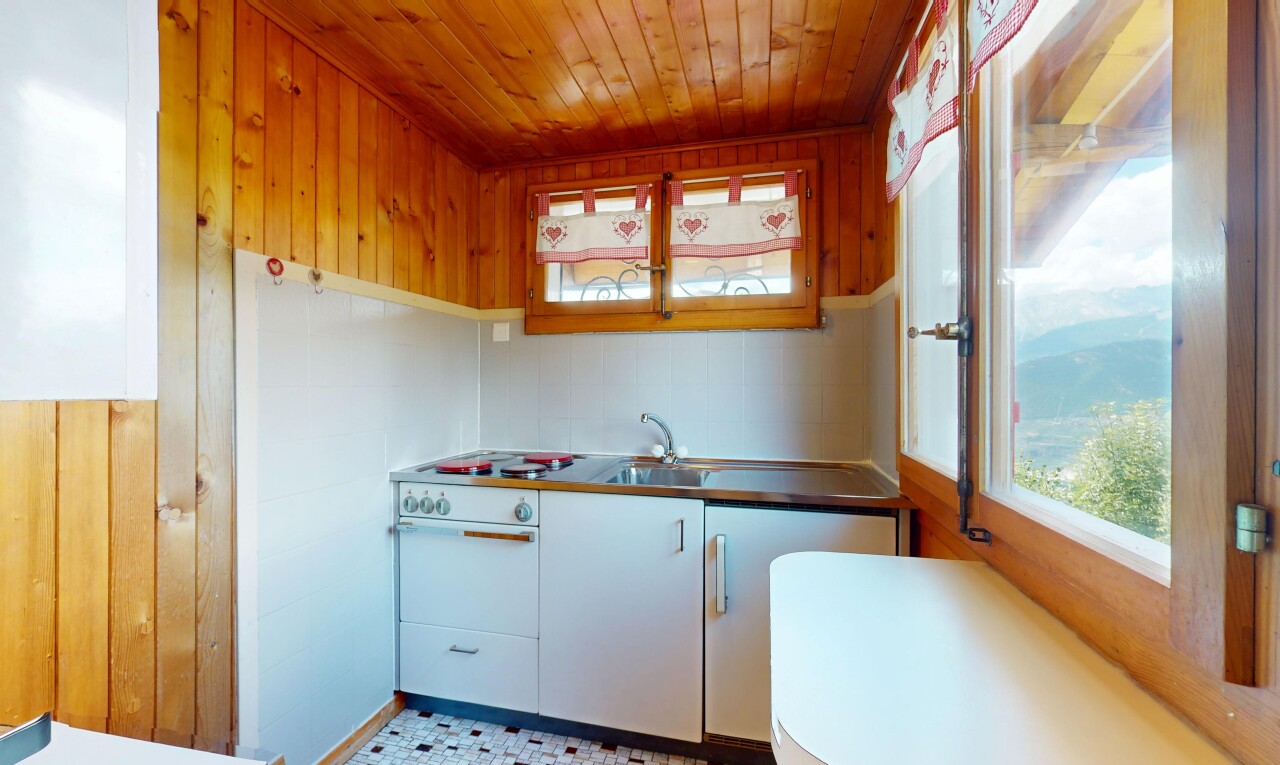 kitchen with wooden walls and wooden ceiling