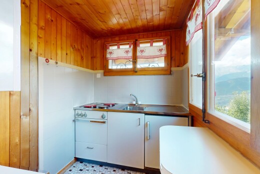 kitchen with wooden walls and wooden ceiling