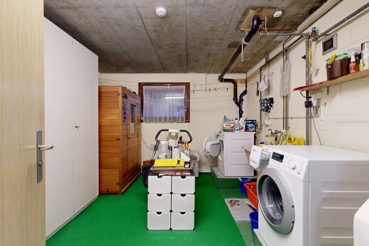 wäschekammer mit concrete ceiling, betondecke, inside property, und tumbler