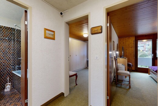 halle / korridor mit teppich, carpet, natürliches licht, natural light, und inside property