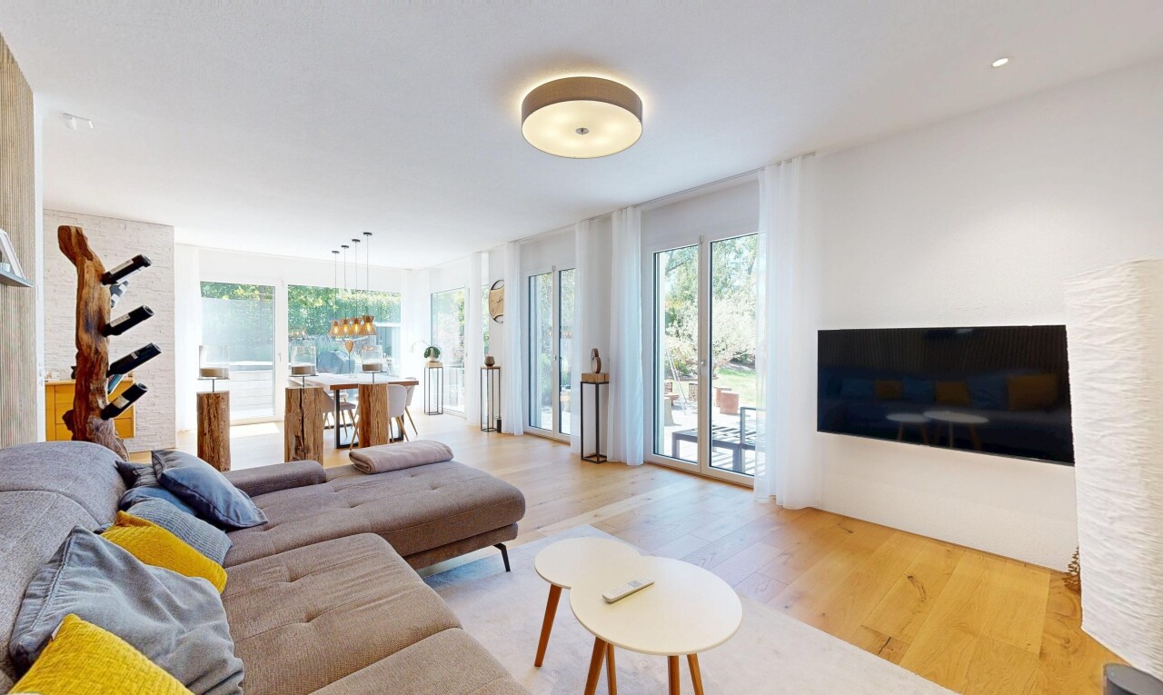 living room featuring light wood-type flooring