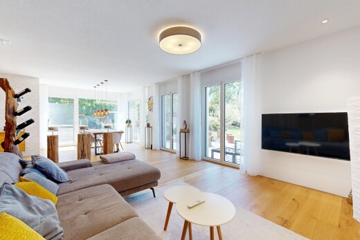 living room featuring light wood-type flooring
