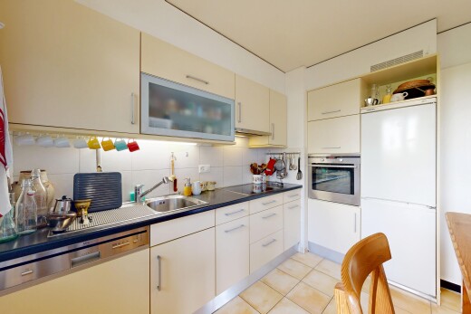küche mit light floor, kühlschrank, ofen, geschirrspülmaschine, und inside property