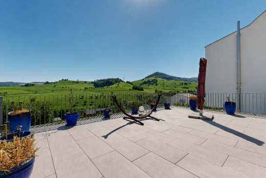 terrasse mit day time, ländliche aussicht, rural view, from property, und view focus