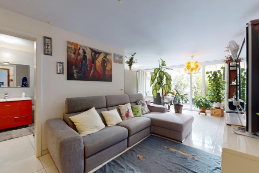 tiled living room with sink