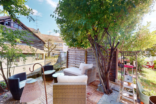 terrasse mit wohnraum im freien, deck, und zaun