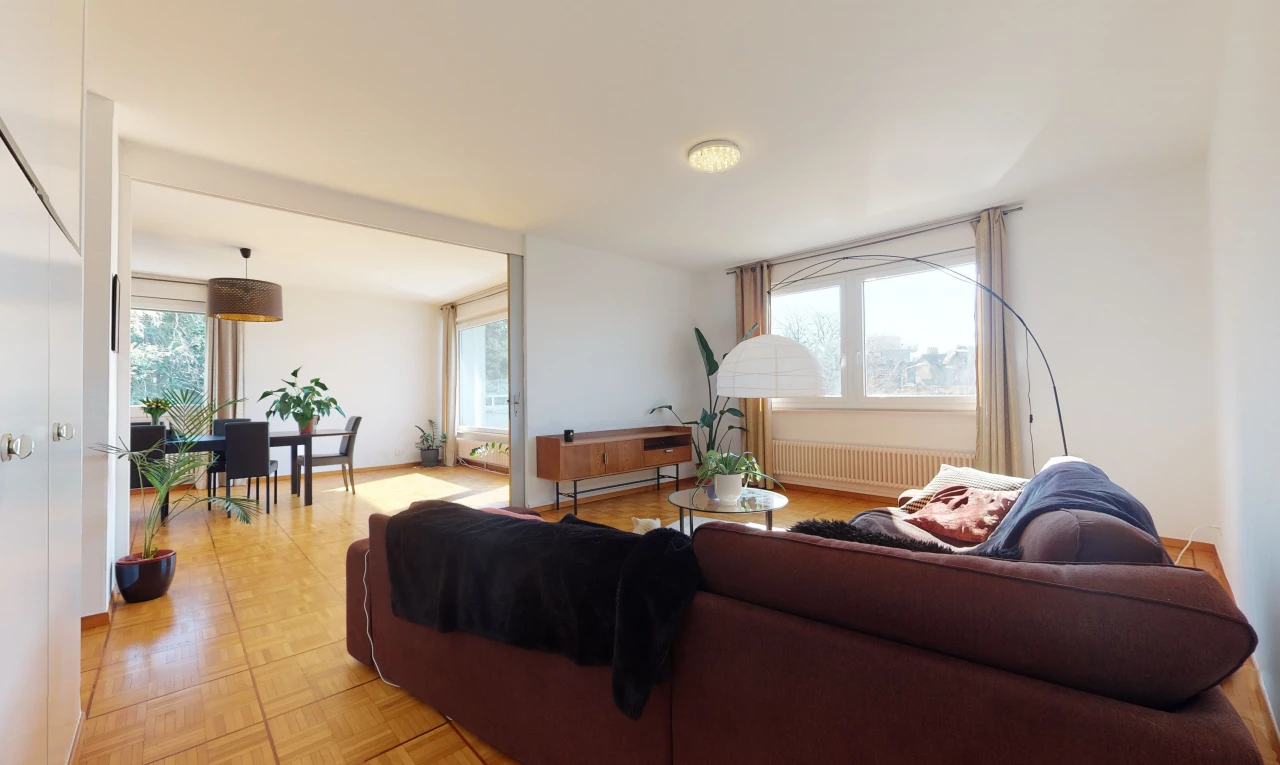 salon avec lumière naturelle et radiateur