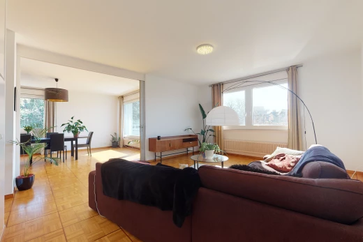 salon avec lumière naturelle et radiateur