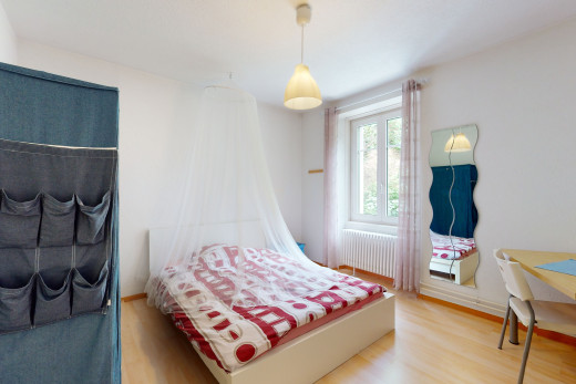 chambre à coucher avec parquet, lumière naturelle, et radiateur