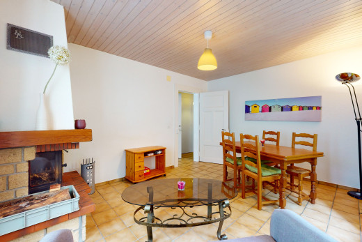 salon avec cheminée et carrelage