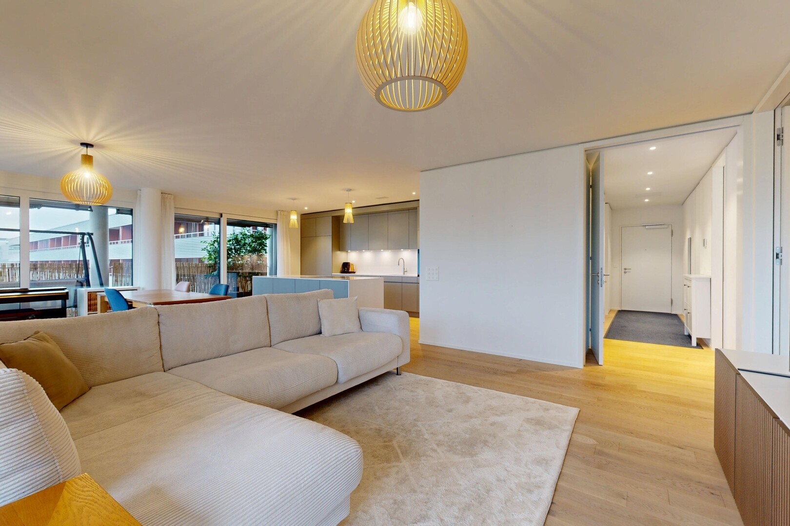 living area featuring light wood-type flooring