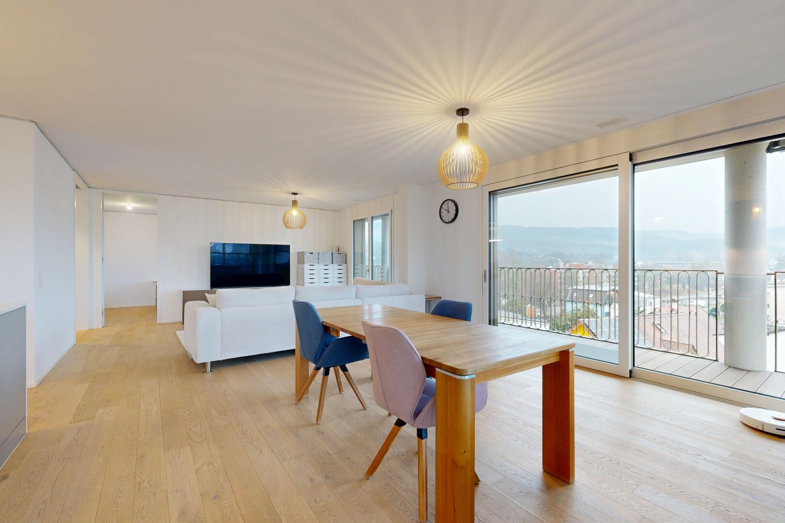 living / dining area featuring light wood finished floors
