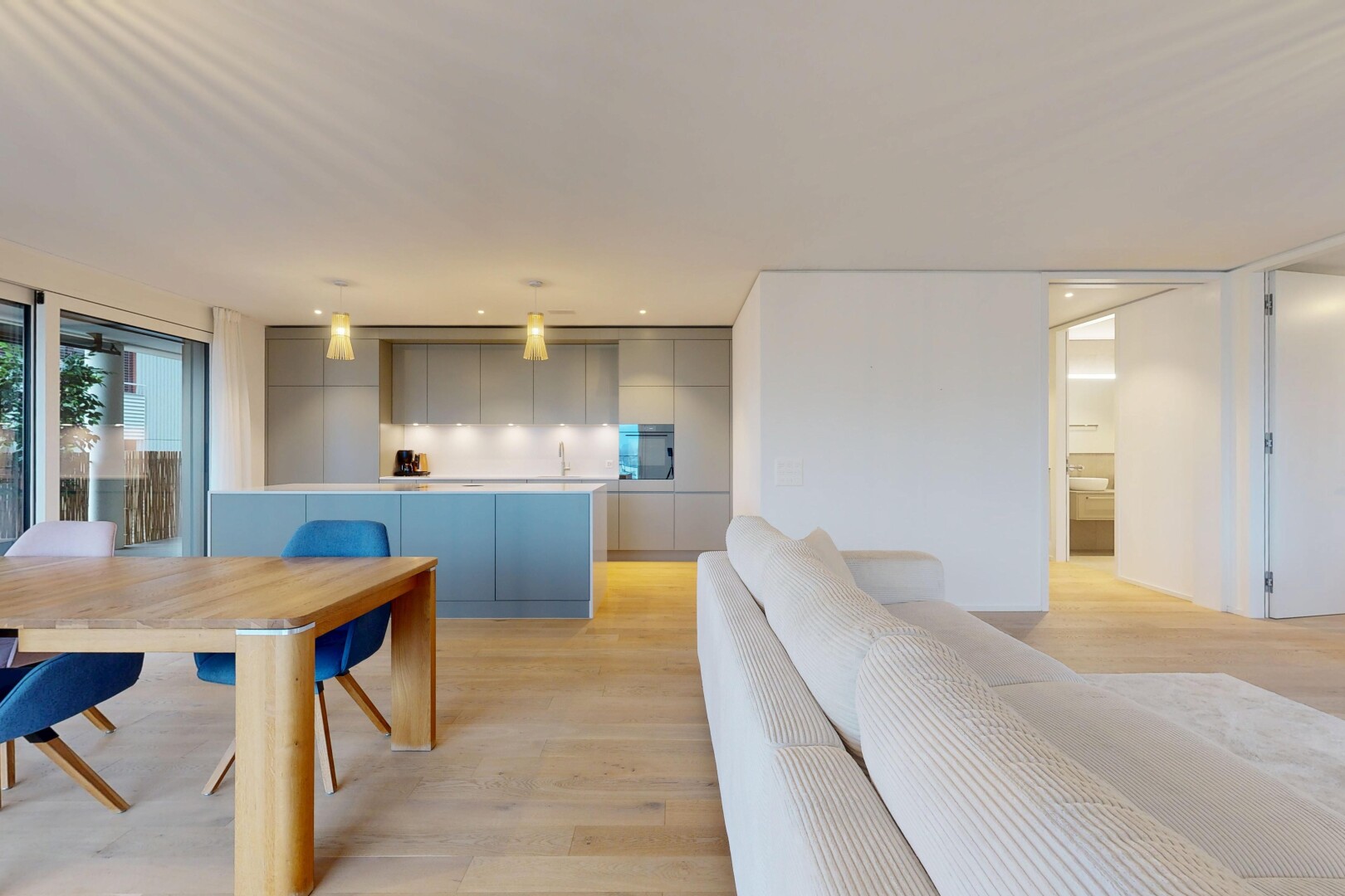 living room with light wood finished floors