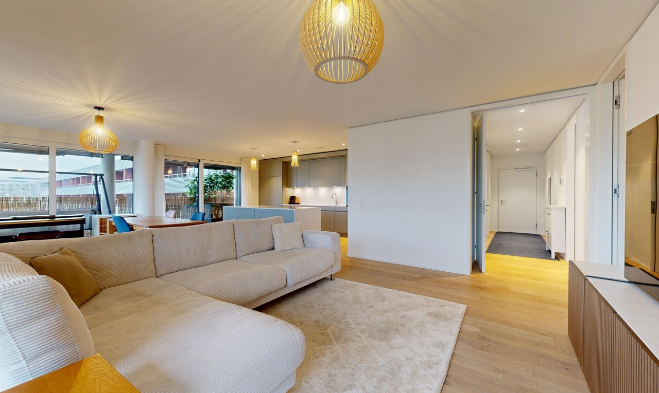 living area featuring light wood-type flooring