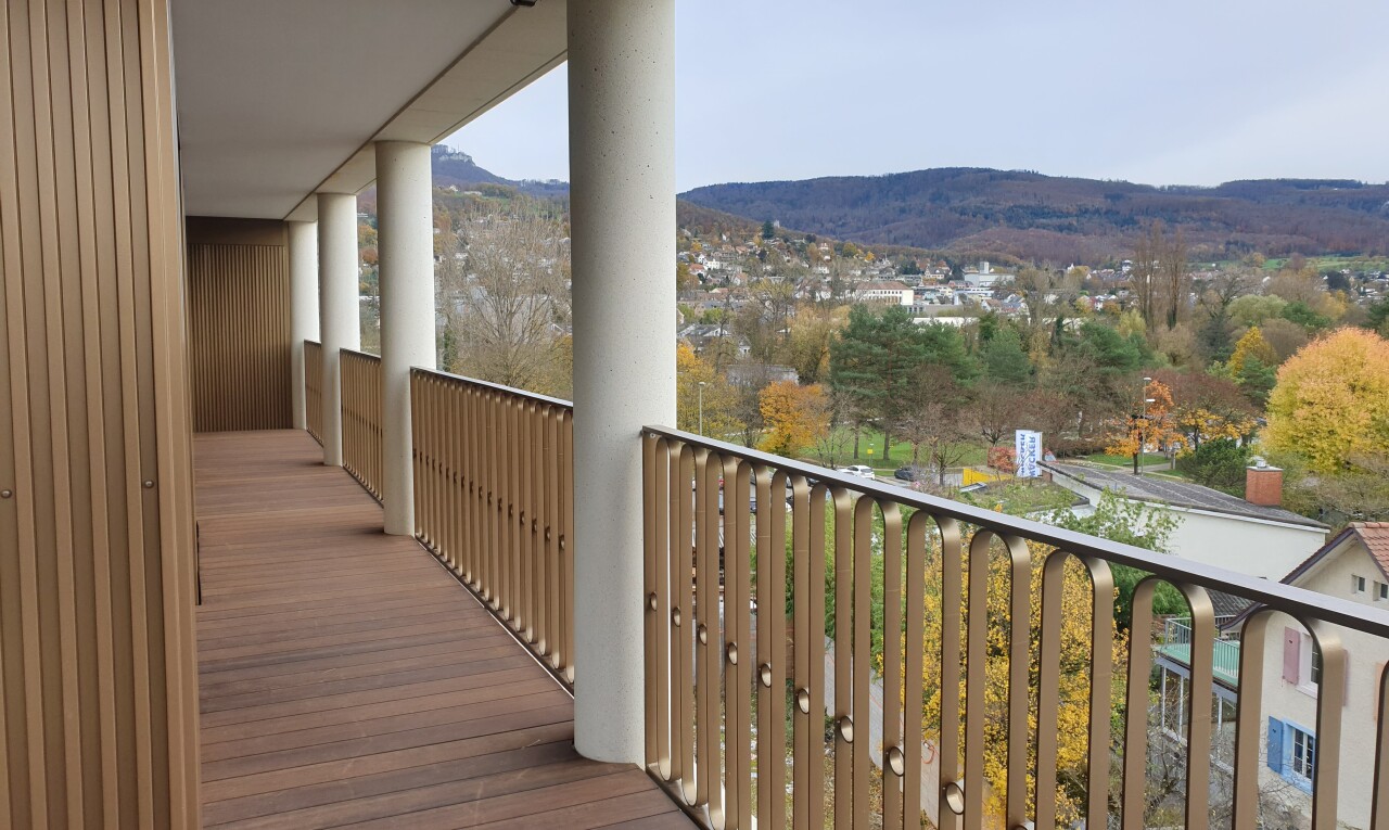 balcony with a mountain view