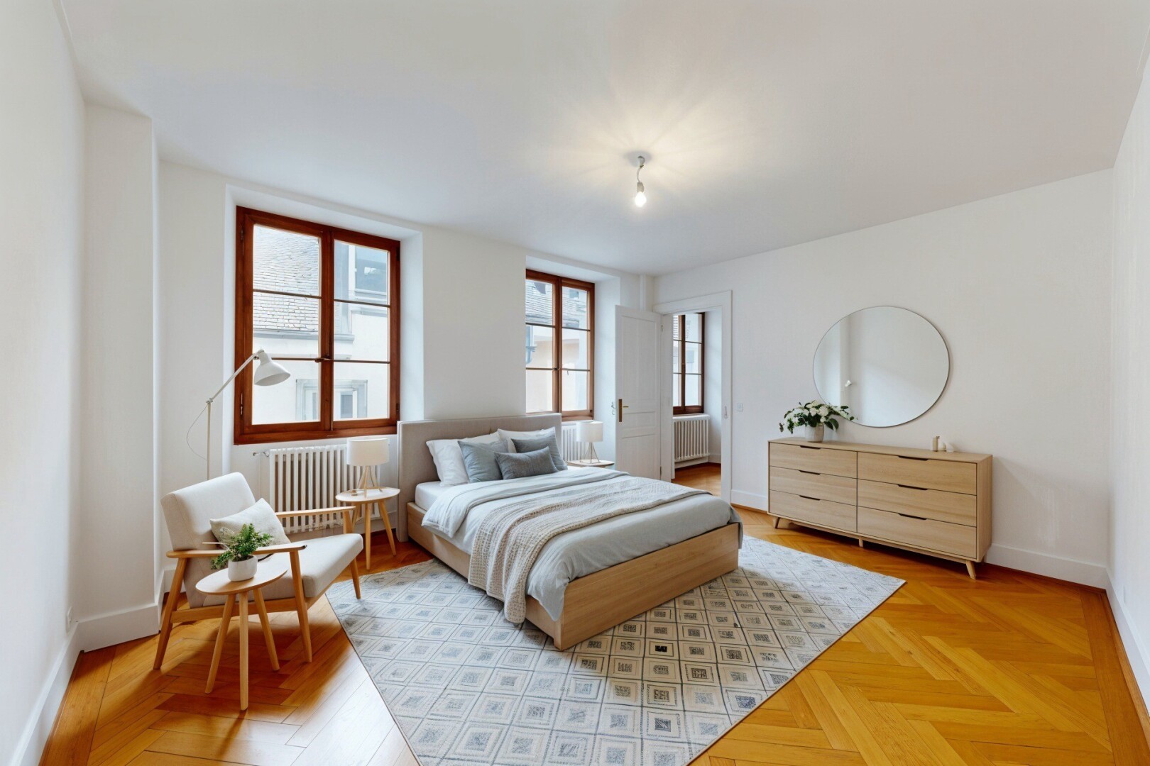unfurnished room featuring parquet floors and radiator